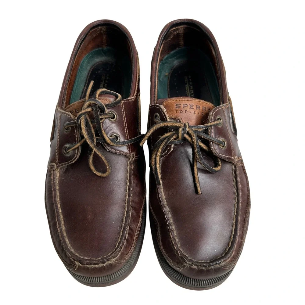 Sperry Top‎ Sider Mako Collection Men's Brown Leather Boat Shoes Size 9.5 M